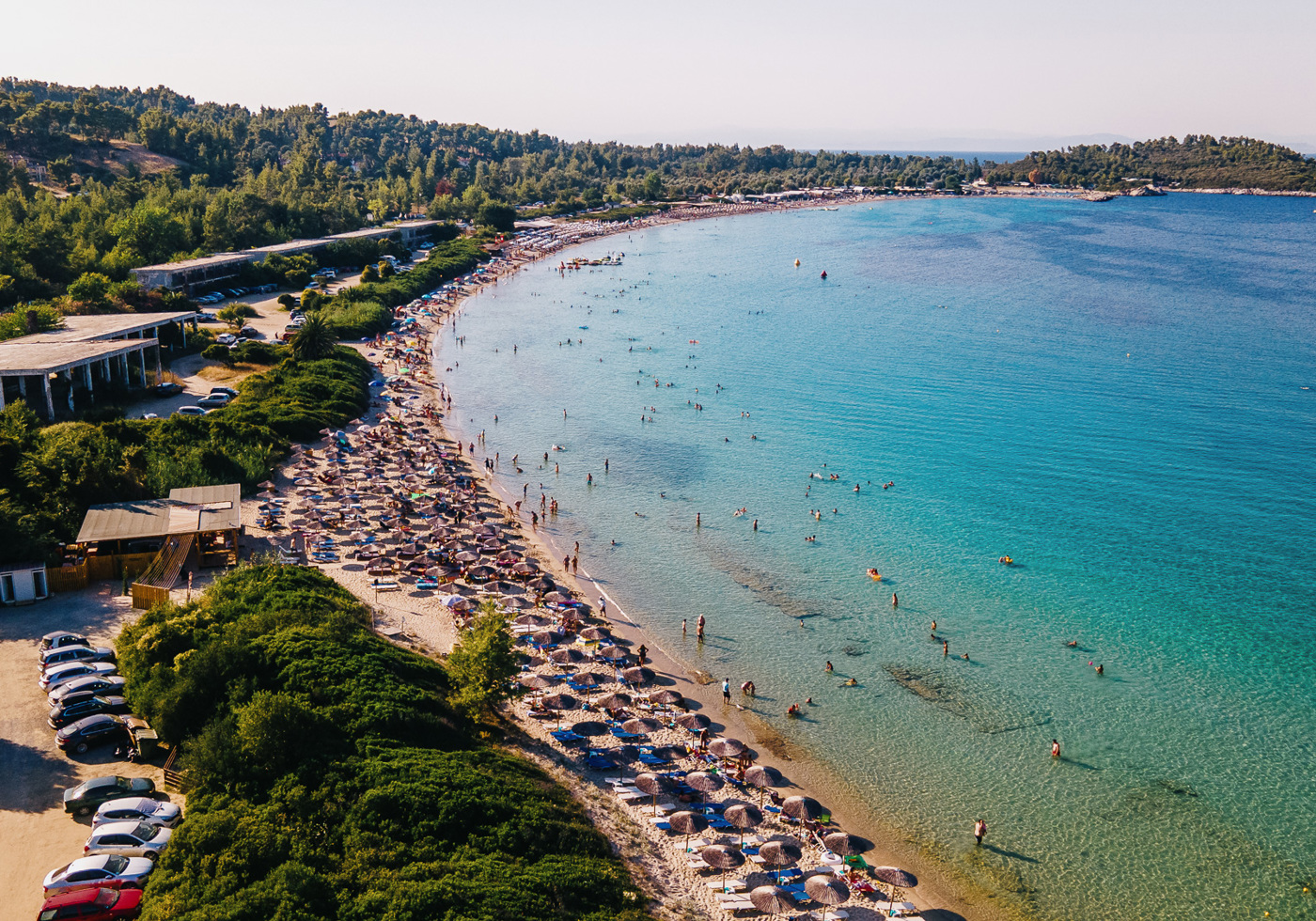 Postkarte: Xenia Beach bei Pefkochori · Griechenland